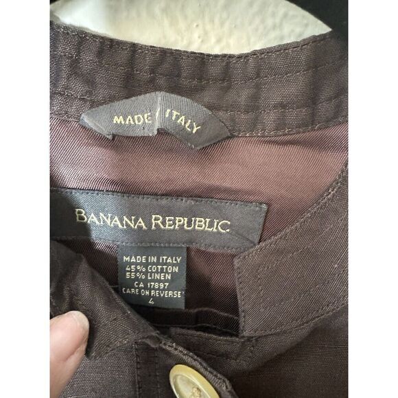 Banana Republic Jacket Women’s Brown Metallic Linen Blend Jacket Made In Italy 4 - Picture 4 of 4